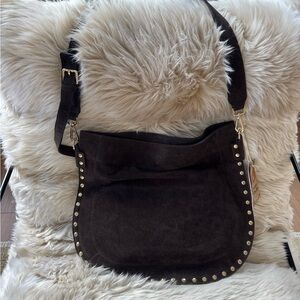 Elegant Black Suede Crossbody Bag